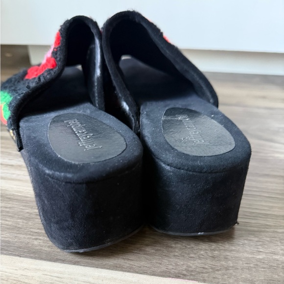 Jeffrey Campbell Nonna Crocheted Platform Slide Sandal In Black Suede Multi, 10M - Picture 2 of 7